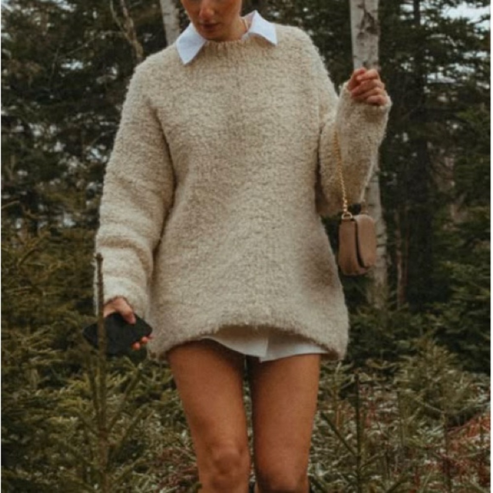 Oversized Cream Crew Neck Sweater